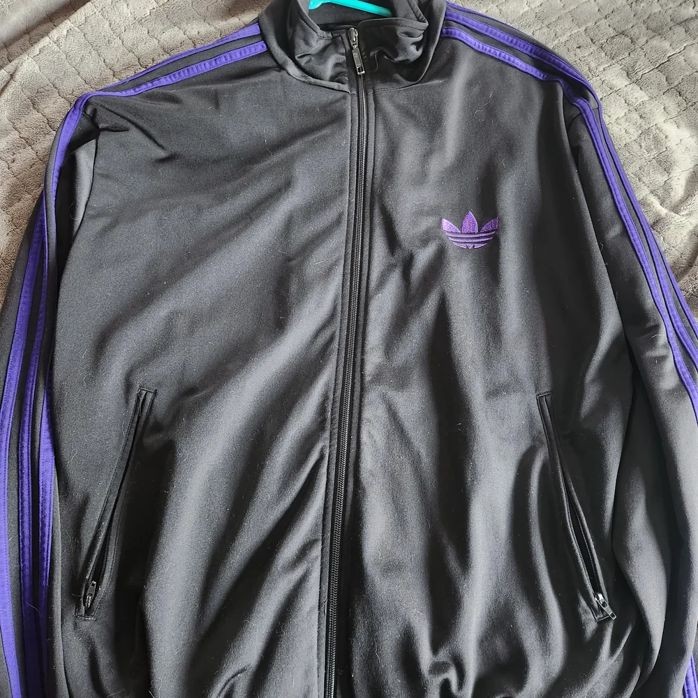 Adidas Men's Black Jacket with Purple Accents - Picture 1 of 3